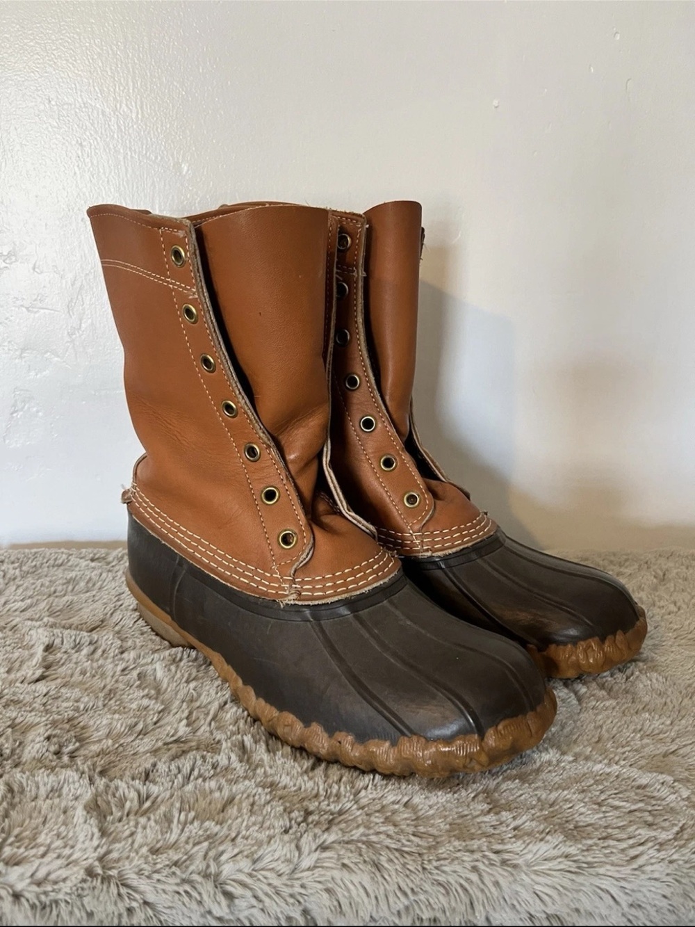 L.L. Bean Chestnut Brown Leather Duck Boots